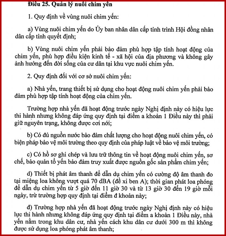 Luật nuôi yến 2020