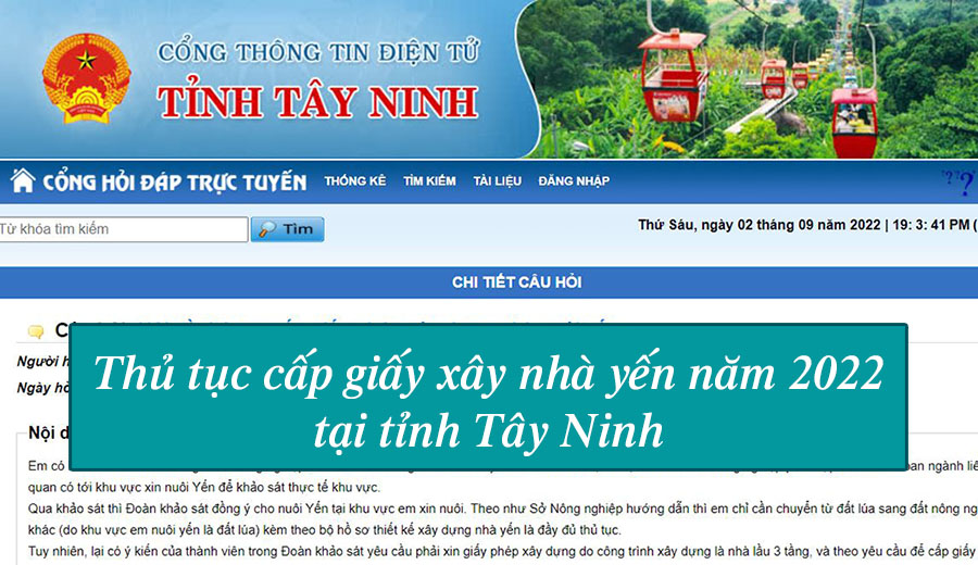 Thủ tục cấp giấy phép xây nhà yến Tây Ninh năm 2022